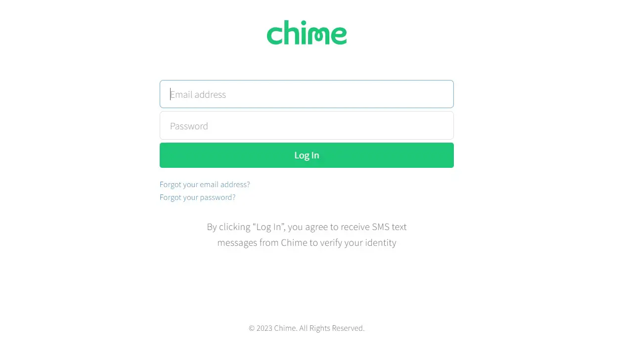 log in to chime bank account