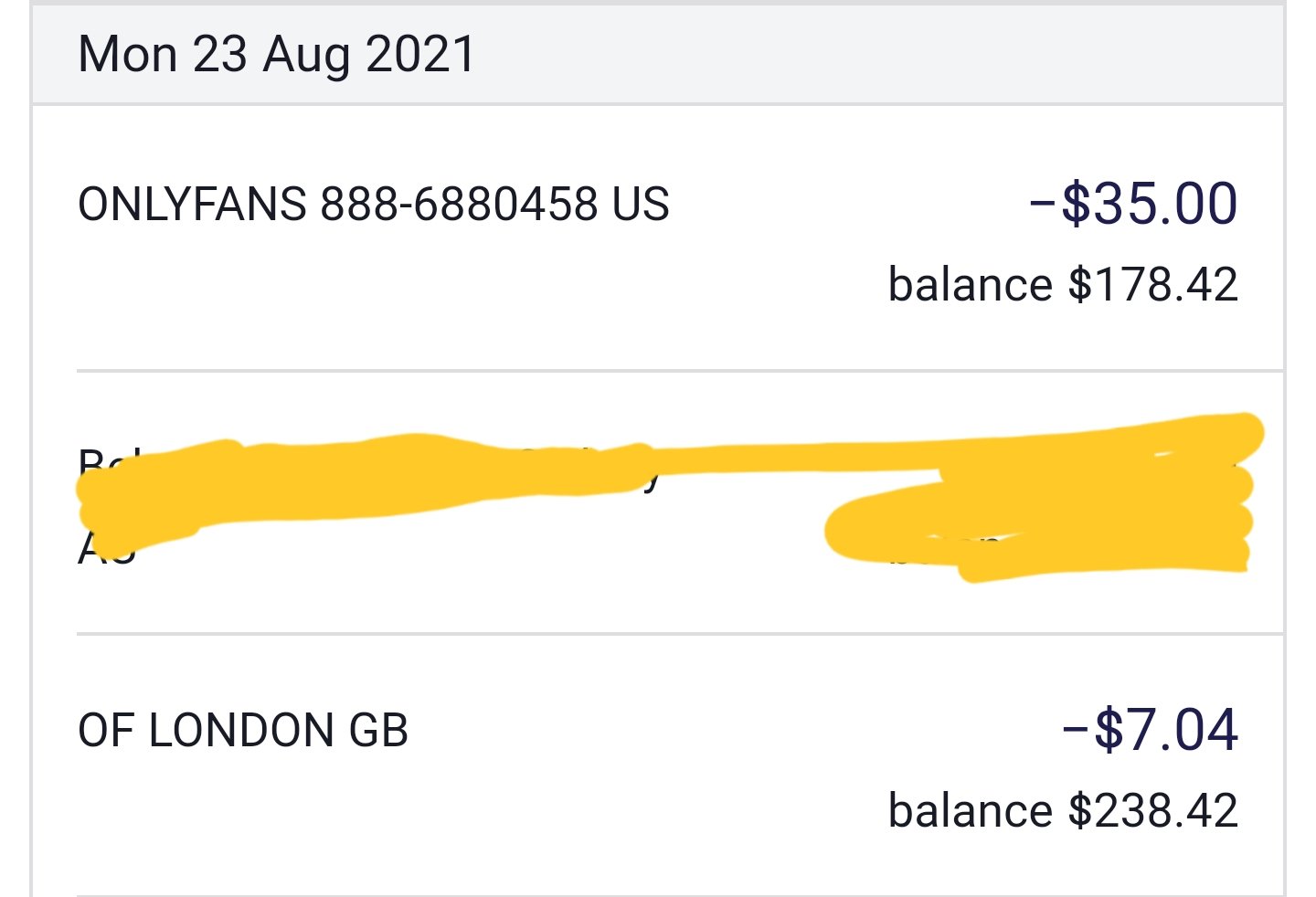what are of london gb charges on bank statement