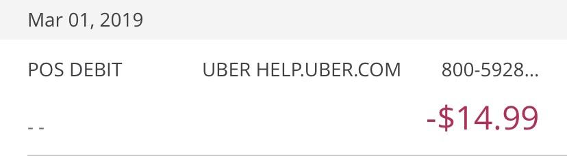 uber help trip charge on bank statement