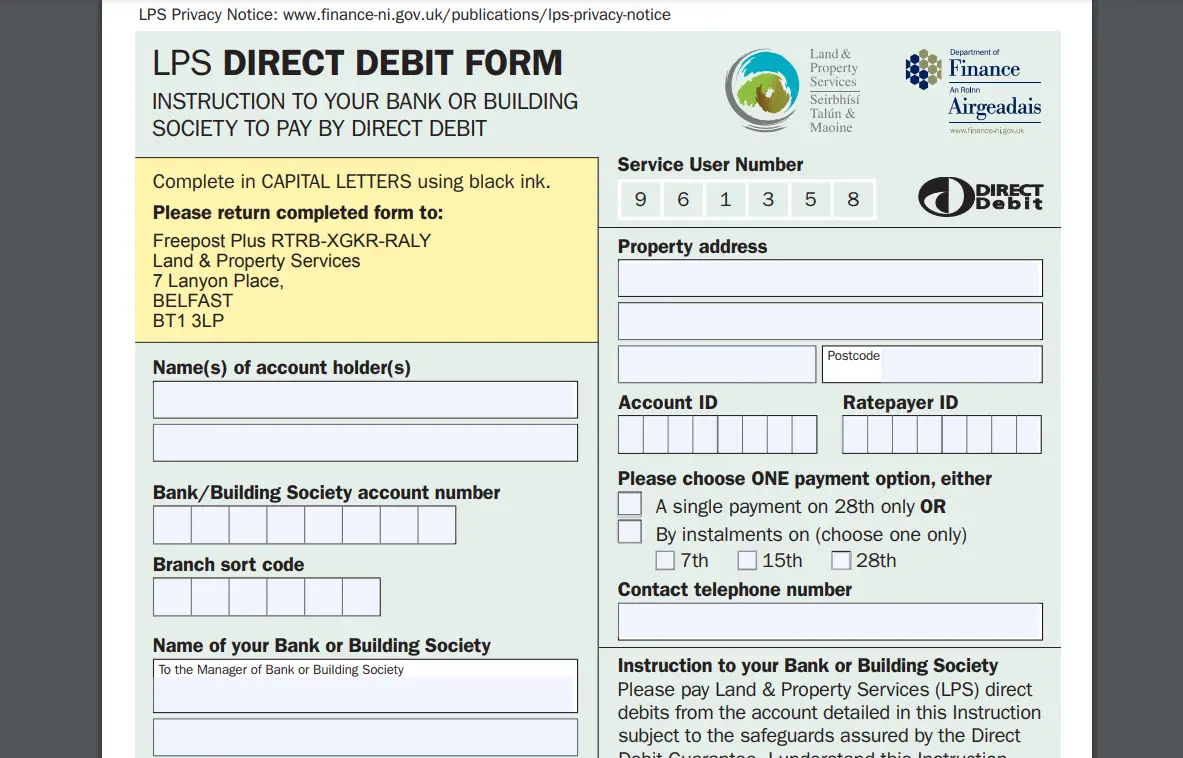 lps services direct debit form